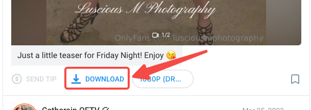 The blue OFDownloader Download button below a purchased OnlyFans video