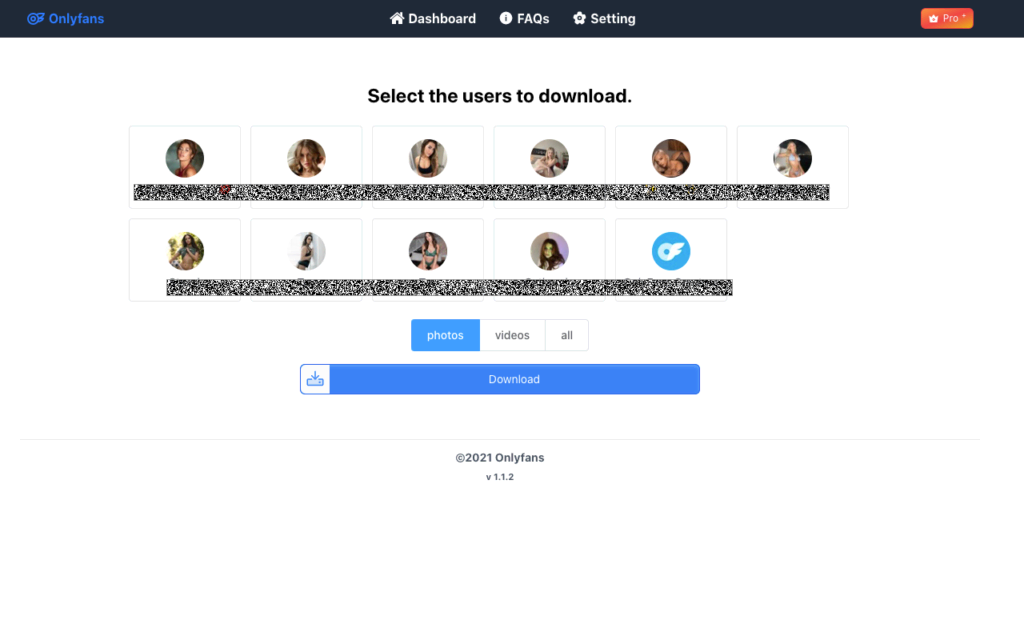 OnlyFans Profile Picture Downloader interface screenshot